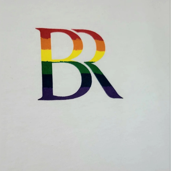 Banana Republic White Short Sleeve Rainbow Logo‎ Casual Summer Tee Size M - Picture 3 of 5